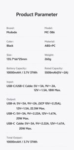 پاور بانک فست شارژ مک دودو MC-386 PD 22.5W ظرفیت 10000 میلی آمپر ساعت - Image 11